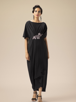 AAKAAR BLACK DRAPE DRESS