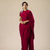 AAKAAR MAROON SARI DRAPE DRESS