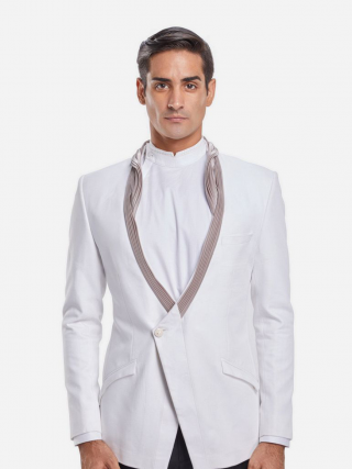 Gaurav Gupta White Blazer Jacket With A Sculpted Lapel