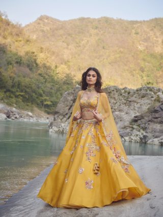 Carmine" Organza Lehenga Set