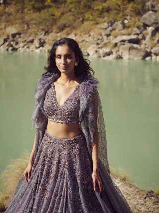 Vamika" Shimmer Tulle Lehenga Set
