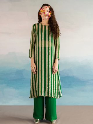 Green Embroidered Kurta Set