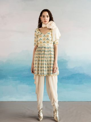 Off-White Embroidered Kurta Set