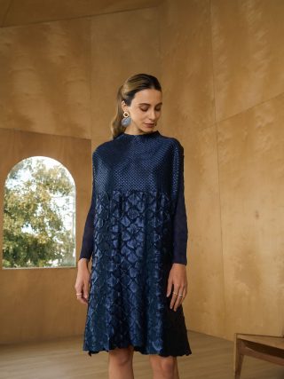 BLUE MERMAID TEXTURED DRESS