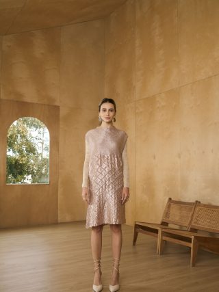 IVORY MERMAID TEXTURED DRESS